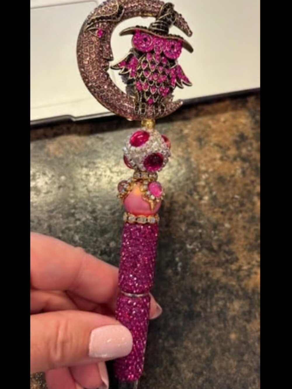 Owl Moon Beaded Glitter Pen
